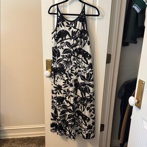 Maeve Black and White Floral Jumpsuit